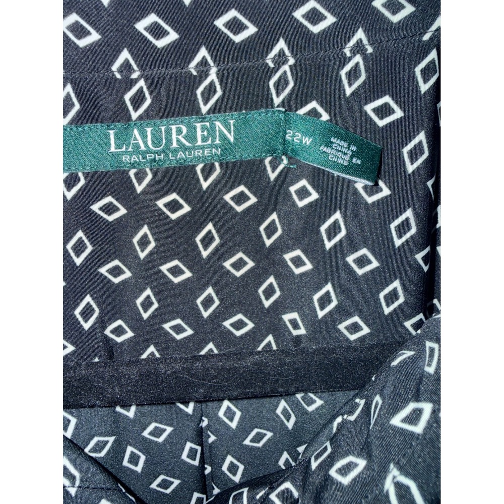 Lauren Ralph Lauren Womens 22W Black White Geometric Diamond Shirt Dress O453 - Picture 3 of 8